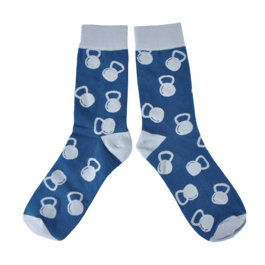 Kettlebell Fitness Crew Socks (turquoise & gray)