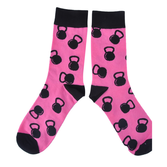 Kettlebell Fitness Crew Socks (pink & black)