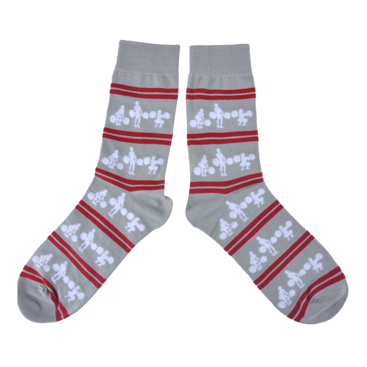 Squat Clean Fitness Crew Socks (gray & red)