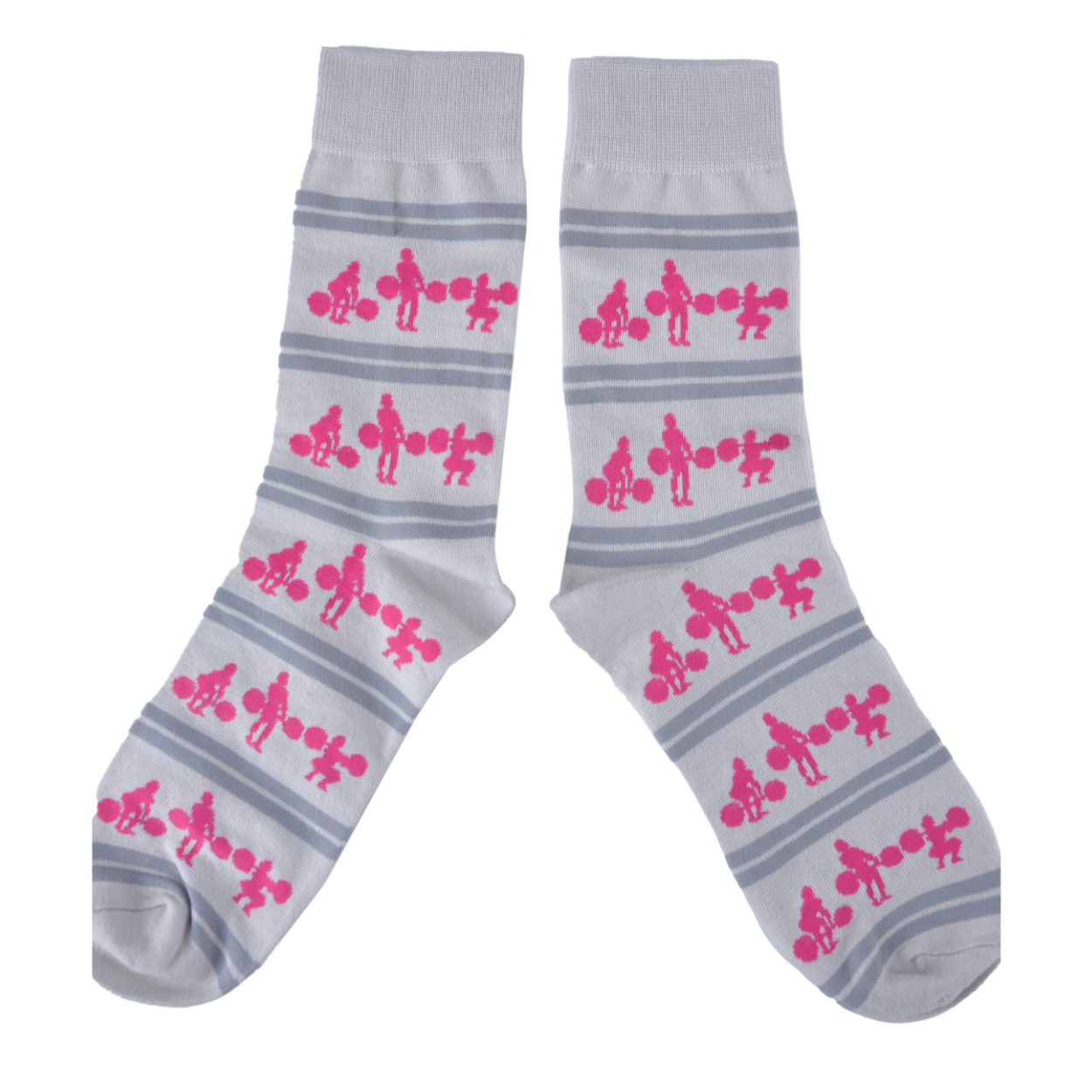 Squat Clean Fitness Crew Socks (gray & pink)